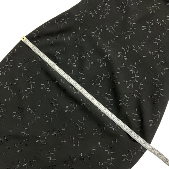 Vintage Floral Embroidered Sheath Dress Black Size 12 90s Gothic Vampire Y2K - Picture 9 of 10